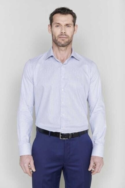 Erkek Lacivert Pamuk Regular Fit Klasik Gömlek - 4