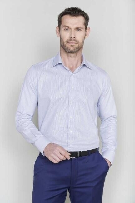 Erkek Lacivert Pamuk Regular Fit Klasik Gömlek - 1