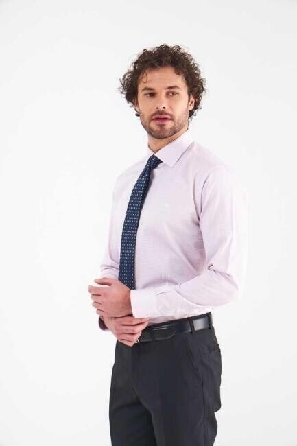Erkek Regular Fit Uzun Kollu Klasik Gömlek GRİ - 5