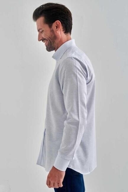 Regular Fit Mavi Spor Erkek Gömlek - 5