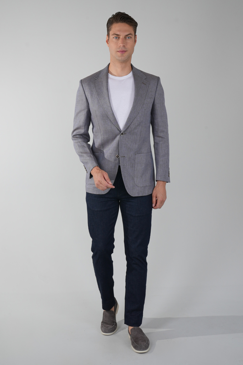 Erkek Regular Fit Yün Ceket Mavi - 5