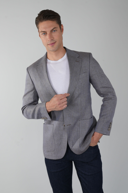 Erkek Regular Fit Yün Ceket Mavi - 1