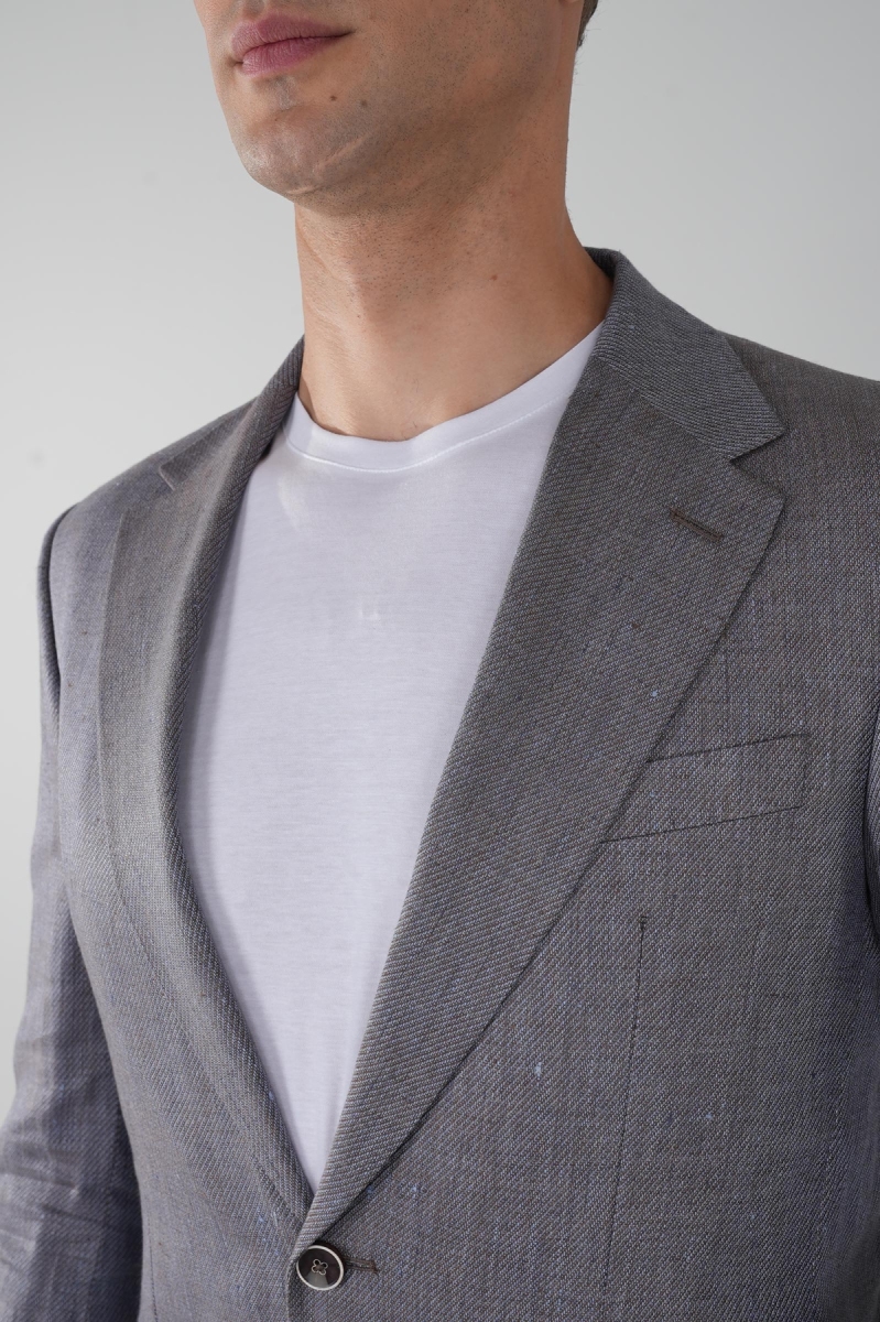 Erkek Regular Fit Yün Ceket Mavi - 3