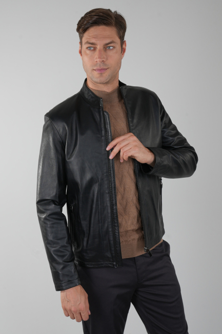 Erkek Siyah Gerçek Deri Ceket