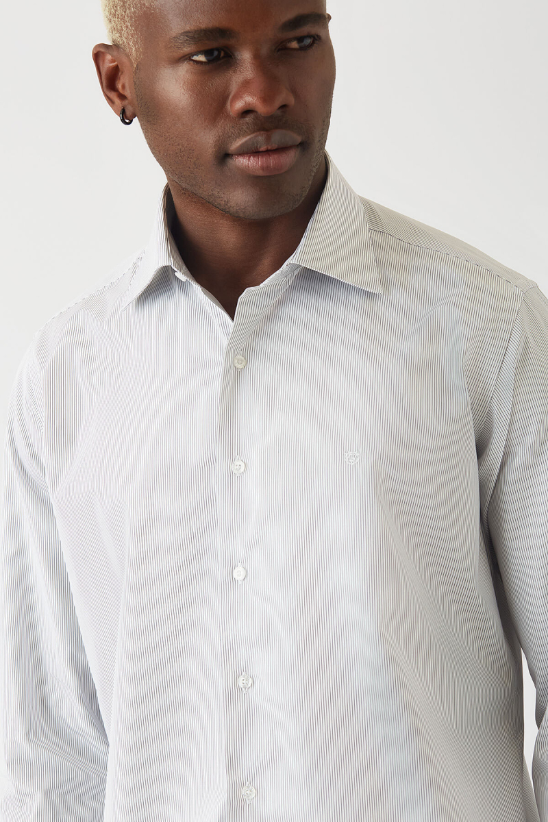 Erkek Siyah Pamuk Regular Fit Basic Klasik Gömlek - 3