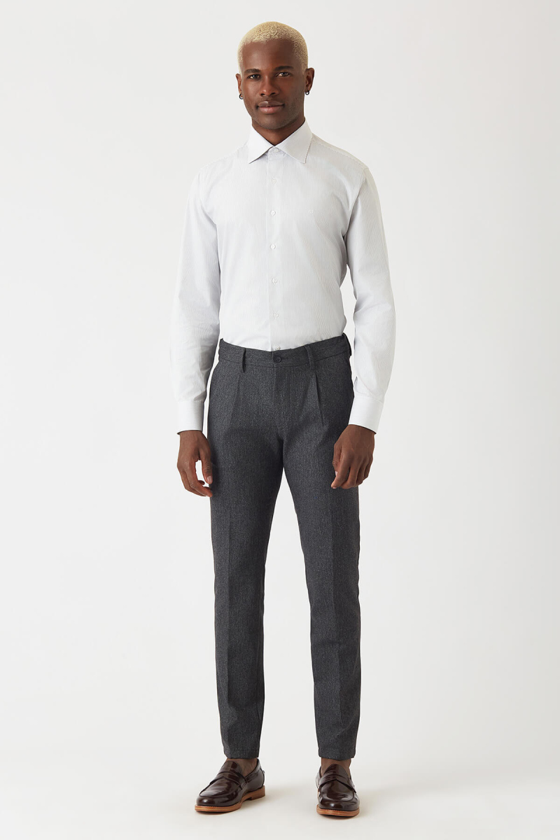 Erkek Siyah Pamuk Regular Fit Basic Klasik Gömlek - 4