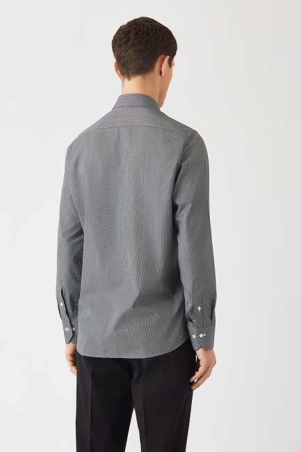 Erkek Siyah Pamuk Regular Fit Klasik Uzun Kol Gömlek - 2