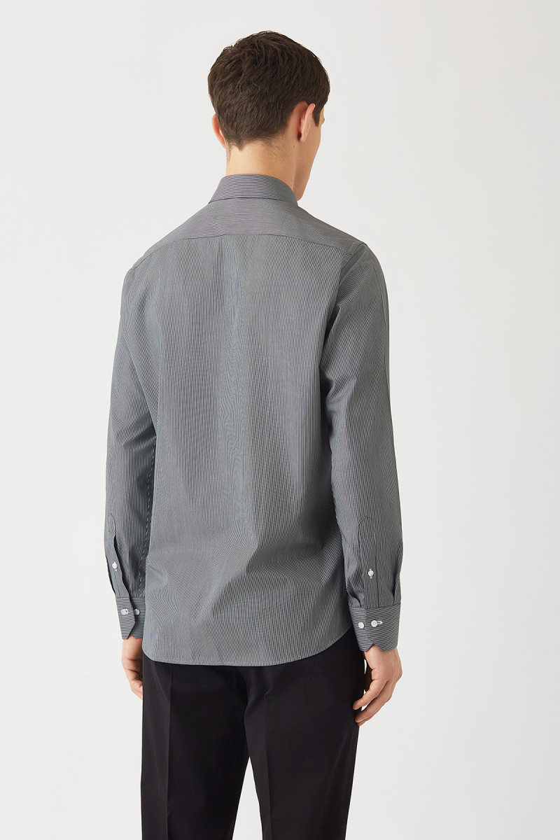 Erkek Siyah Pamuk Regular Fit Klasik Uzun Kol Gömlek (1)