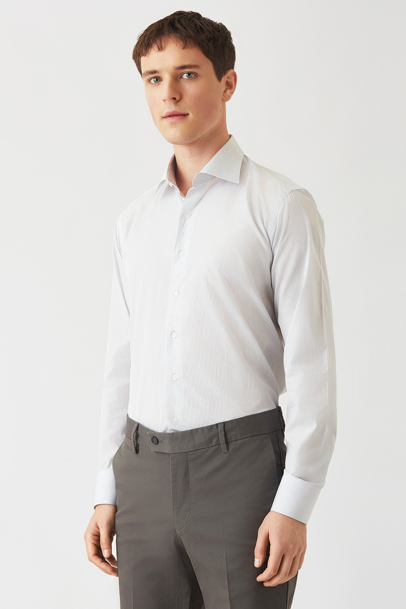 Erkek Siyah Pamuk Regular Fit Uzun Kol Klasik Gömlek - 1