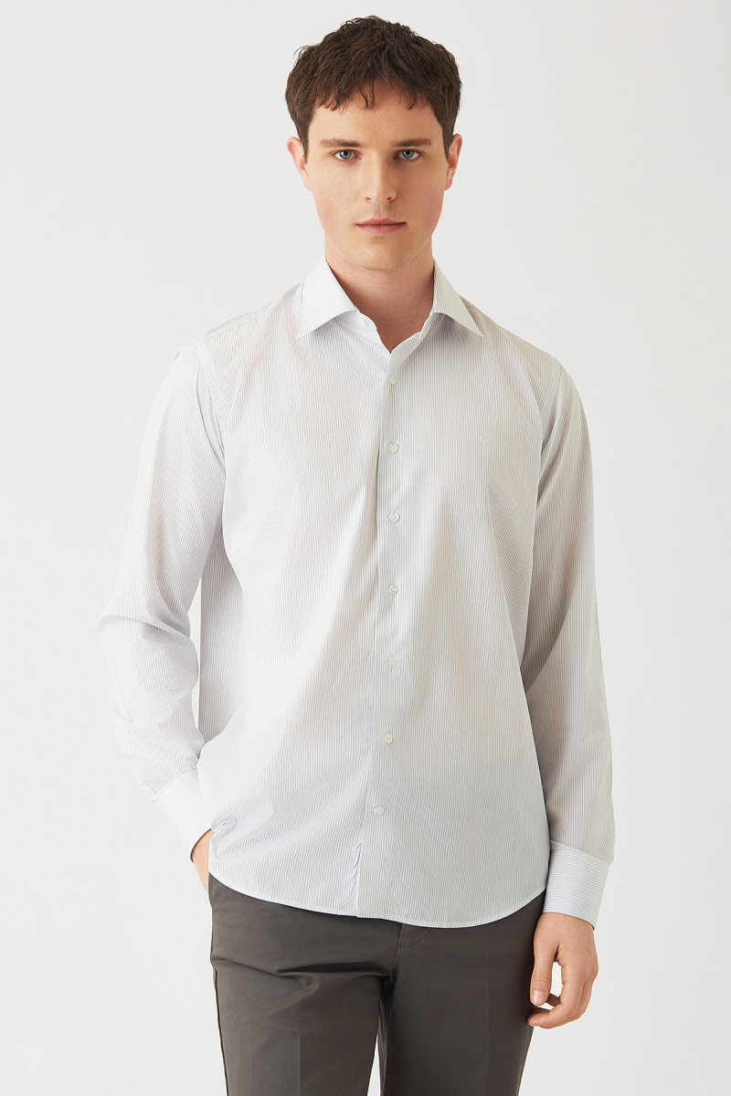 Erkek Siyah Pamuk Regular Fit Uzun Kol Klasik Gömlek - 4