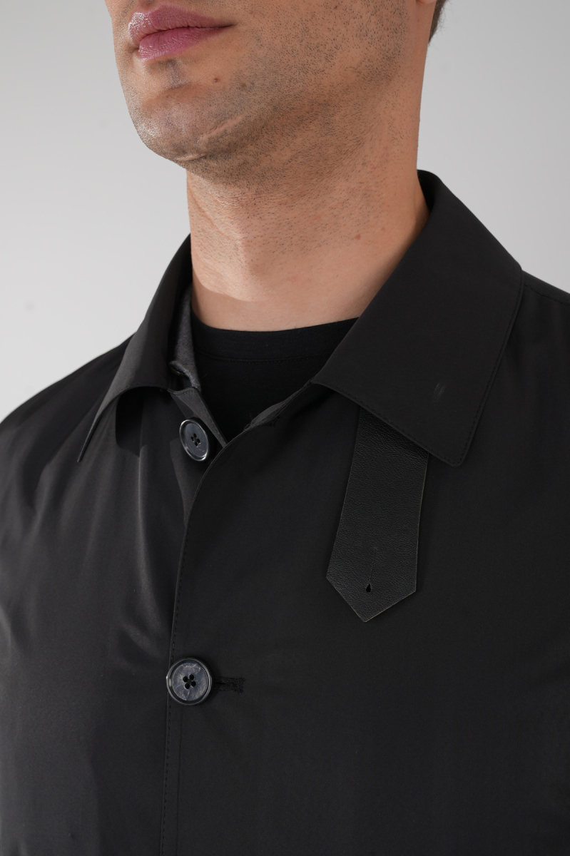 Erkek Siyah Pardösü Trençkot - 4