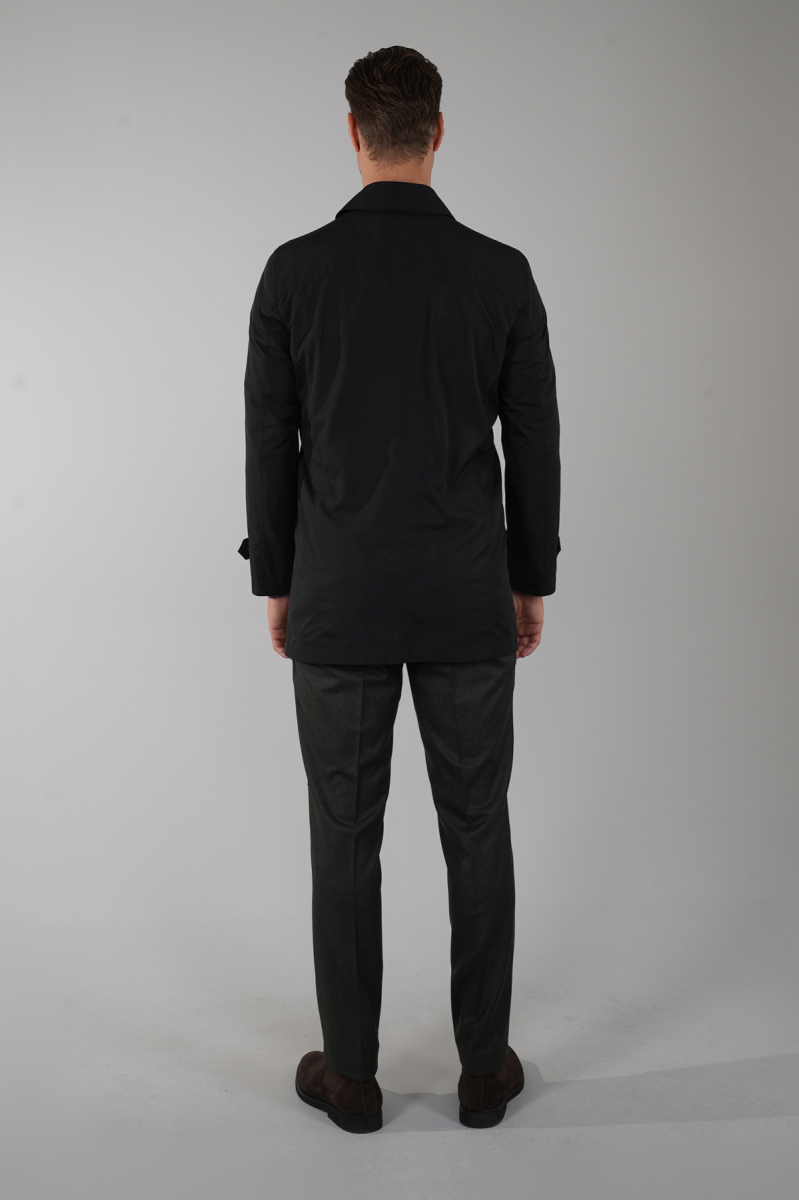 Erkek Siyah Pardösü Trençkot (1)