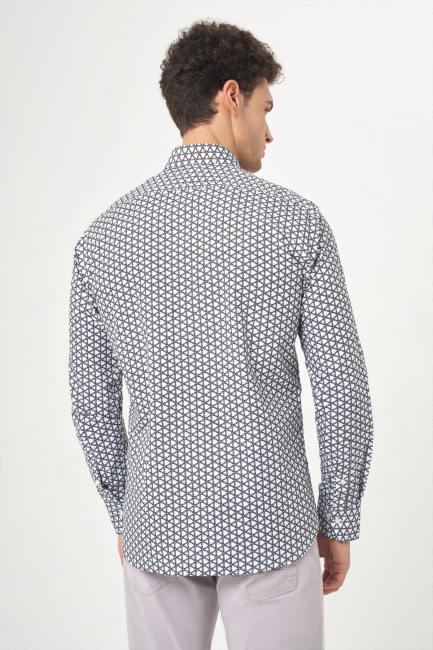 Erkek Siyah Regular Fit Pamuk Klasik Yaka Spor Gömlek - 2