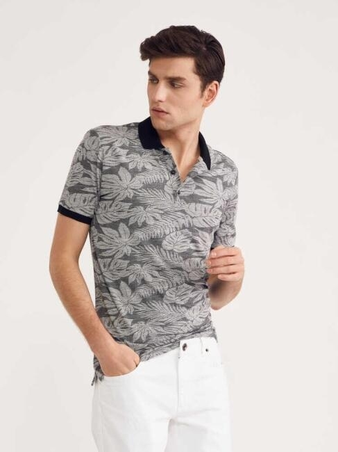 Bisse Erkek Slim Fit Desenli Polo Yaka T-Shirt SIYAH. 1 Bisse Erkek Slim Fit Desenli Polo Yaka T-Shirt SIYAH. 1