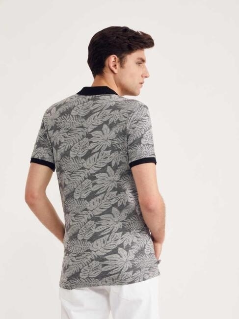 Bisse Erkek Slim Fit Desenli Polo Yaka T-Shirt SIYAH. 2 Bisse Erkek Slim Fit Desenli Polo Yaka T-Shirt SIYAH. 2