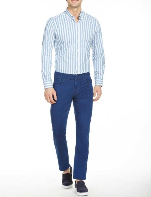 Slim Fit Koyu Lacivert Jean Erkek Pantolon - 1