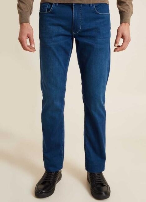 Slim Fit Koyu Lacivert Jean Erkek Pantolon - 5