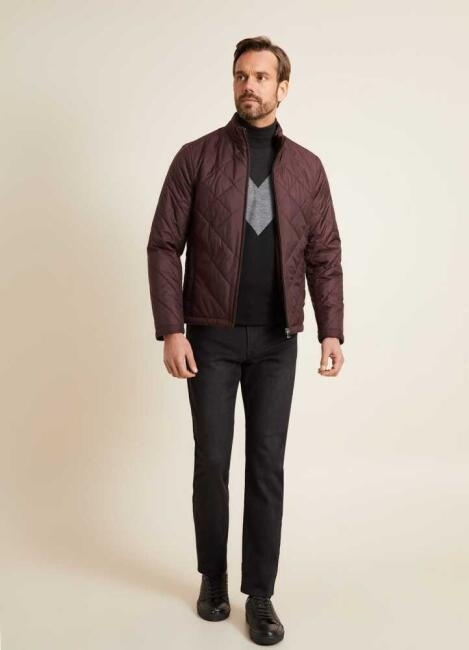 Bisse Erkek Slim Fit Kapitone Mont BORDO. 5