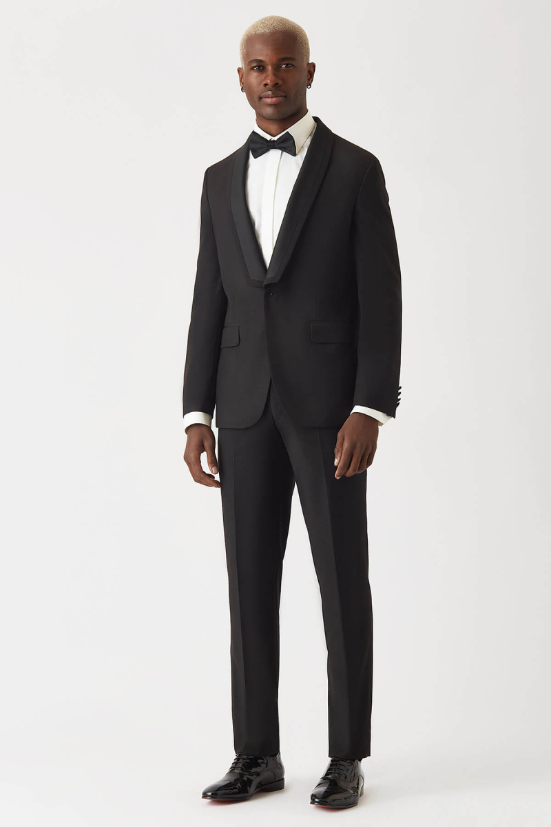 Erkek Slim Fit Siyah Smokin Takım - 4