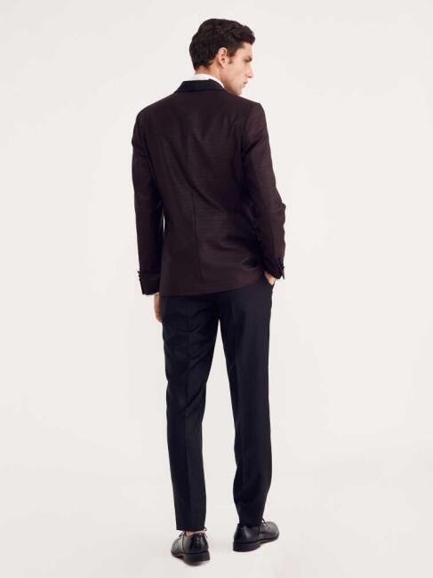 Slim Fit Bordo Erkek Smokin Takım - 2