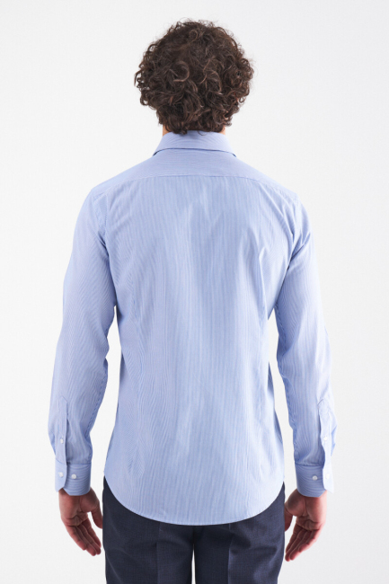Slim Fit Mavi Klasik Erkek Gömlek - 2
