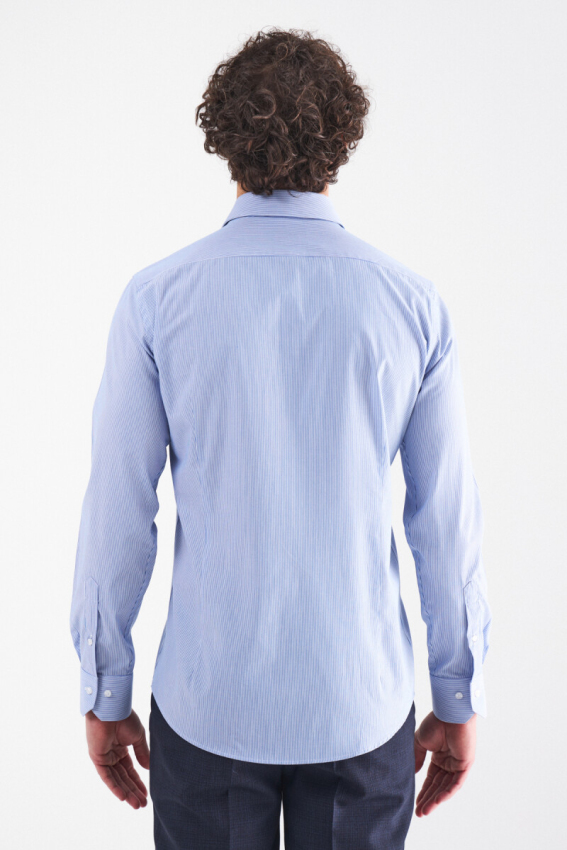 Slim Fit Mavi Klasik Erkek Gömlek - 2