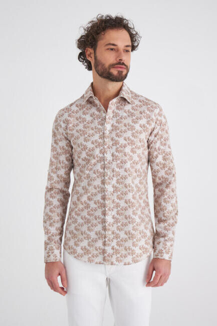 Slim Fit Kahve Spor Erkek Gömlek - Bisse