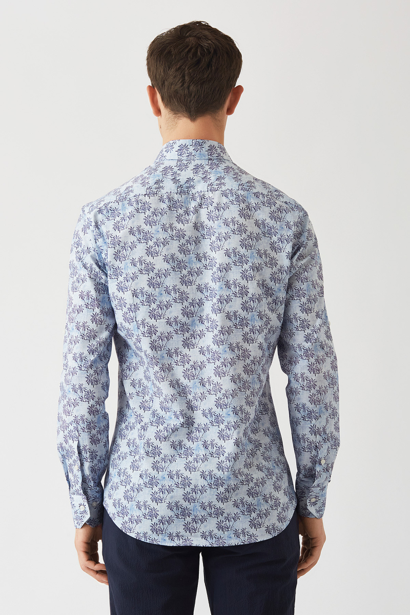 Slim Fit Mavi Spor Erkek Gömlek (1)