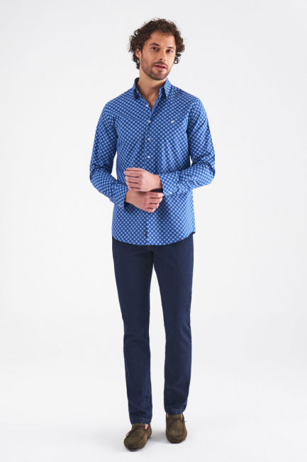 Slim Fit Lacivert Spor Erkek Gömlek - 5