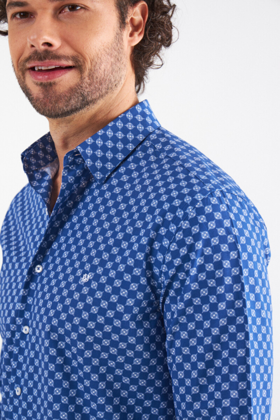 Slim Fit Lacivert Spor Erkek Gömlek - 4