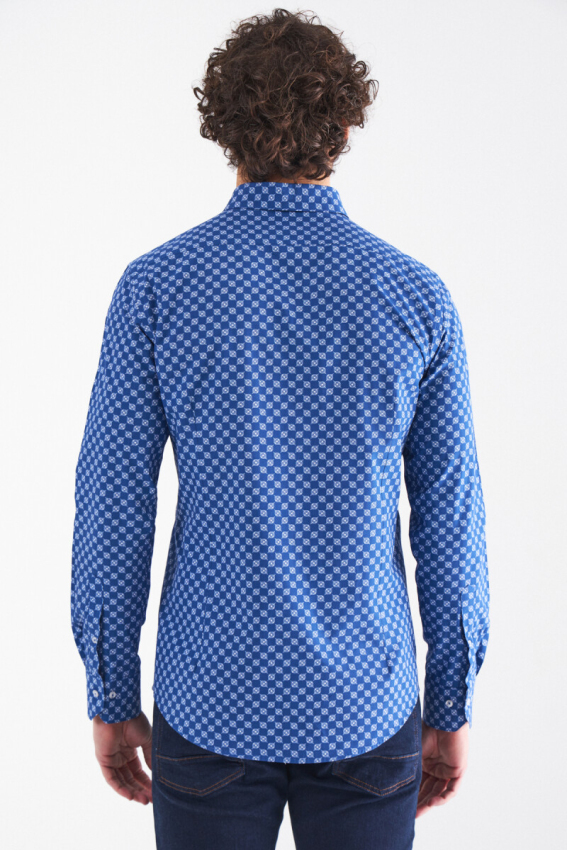 Slim Fit Lacivert Spor Erkek Gömlek - 2