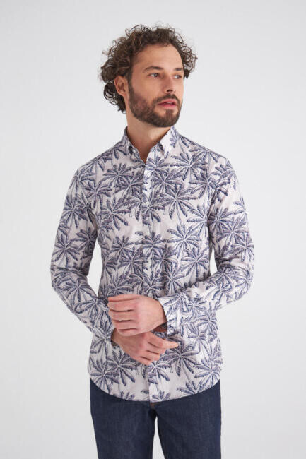 Slim Fit Lacivert Spor Erkek Gömlek - Bisse