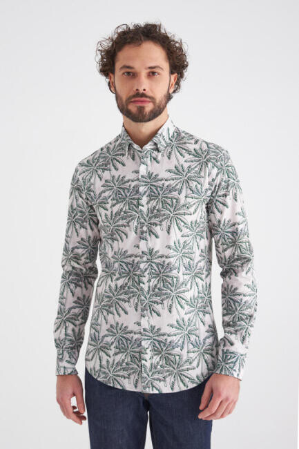 Slim Fit Yeşil Spor Erkek Gömlek - Bisse