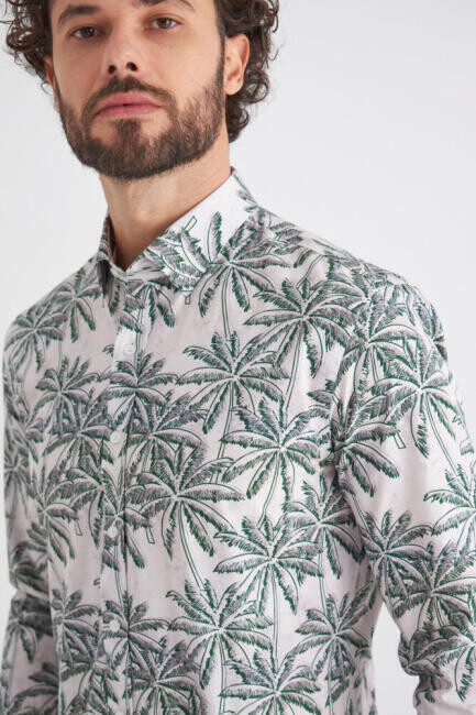 Slim Fit Yeşil Spor Erkek Gömlek - 3