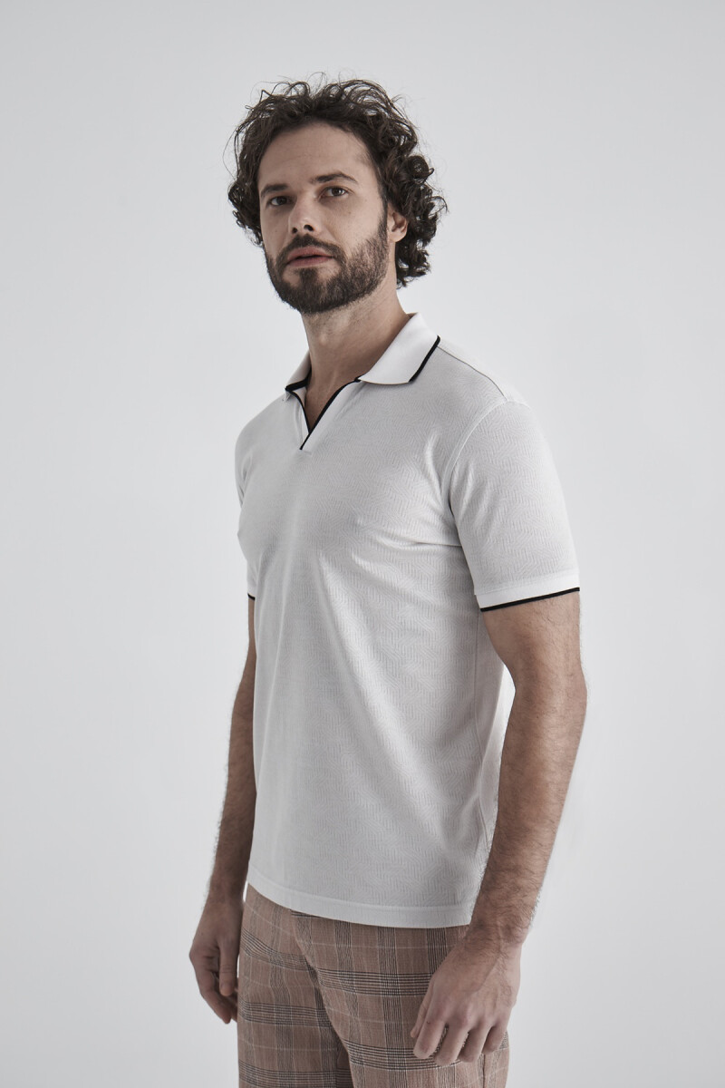 Kendinden Desenli Kaleci Yaka Taş Erkek T-shirt