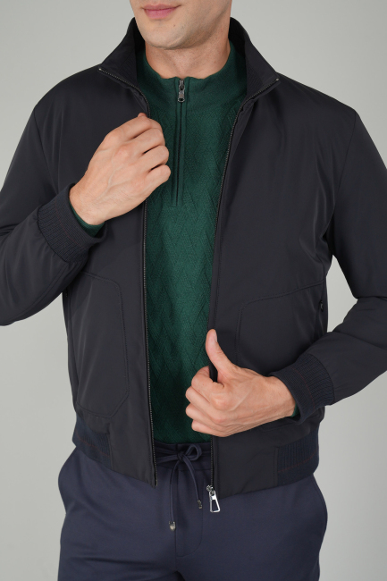 Erkek Triko Detaylı Lacivert Mont - 4