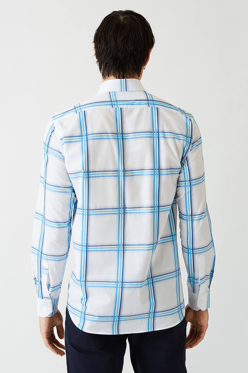 Erkek Turkuaz Paşa Yaka Regular Fit Pamuk Spor Gömlek (1)
