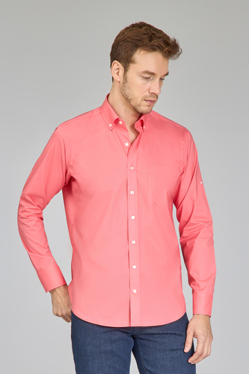 Erkek Turuncu Regular Fit Paşa Yaka Gömlek (1)