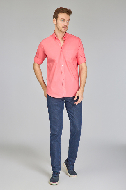 Erkek Turuncu Regular Fit Paşa Yaka Gömlek - 5