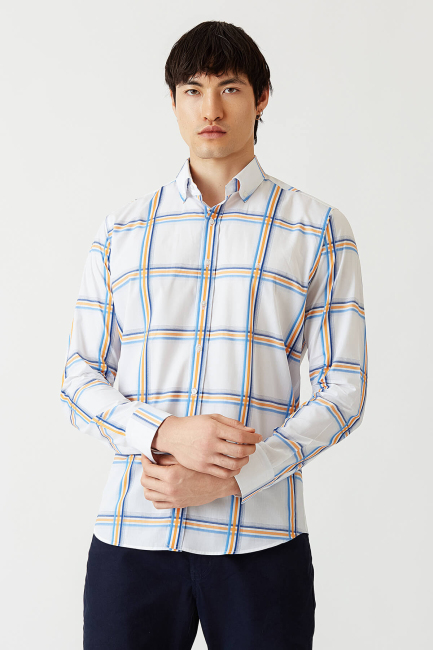 Erkek Turuncu Regular Fit Paşa Yaka Spor Pamuk Gömlek 