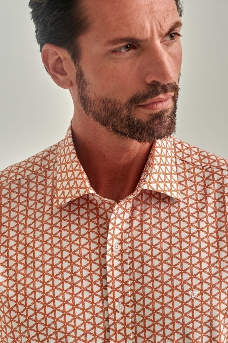 Erkek Turuncu Regular Fit Uzun Kol Klasik Yaka Spor Gömlek - 3