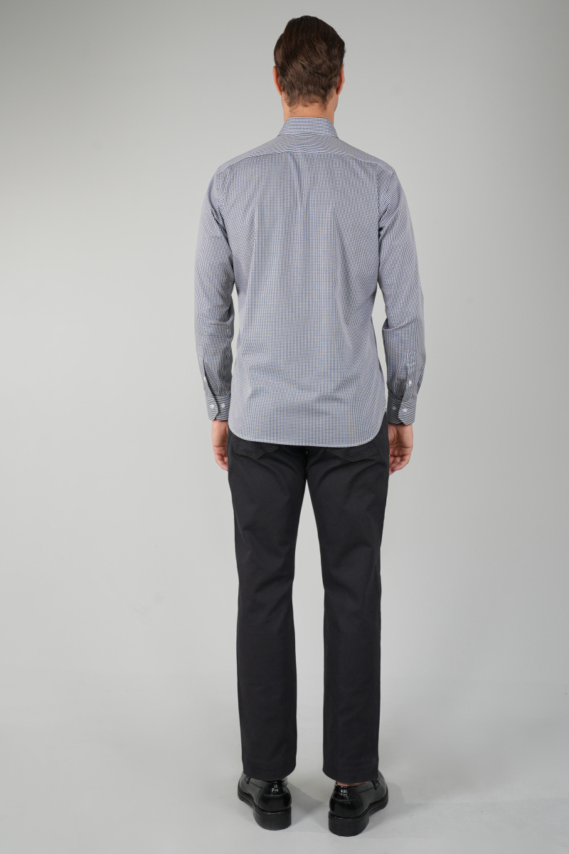 Erkek Uzun Kollu İtalyan Yaka Siyah Çizgili Pamuk Gömlek - 5