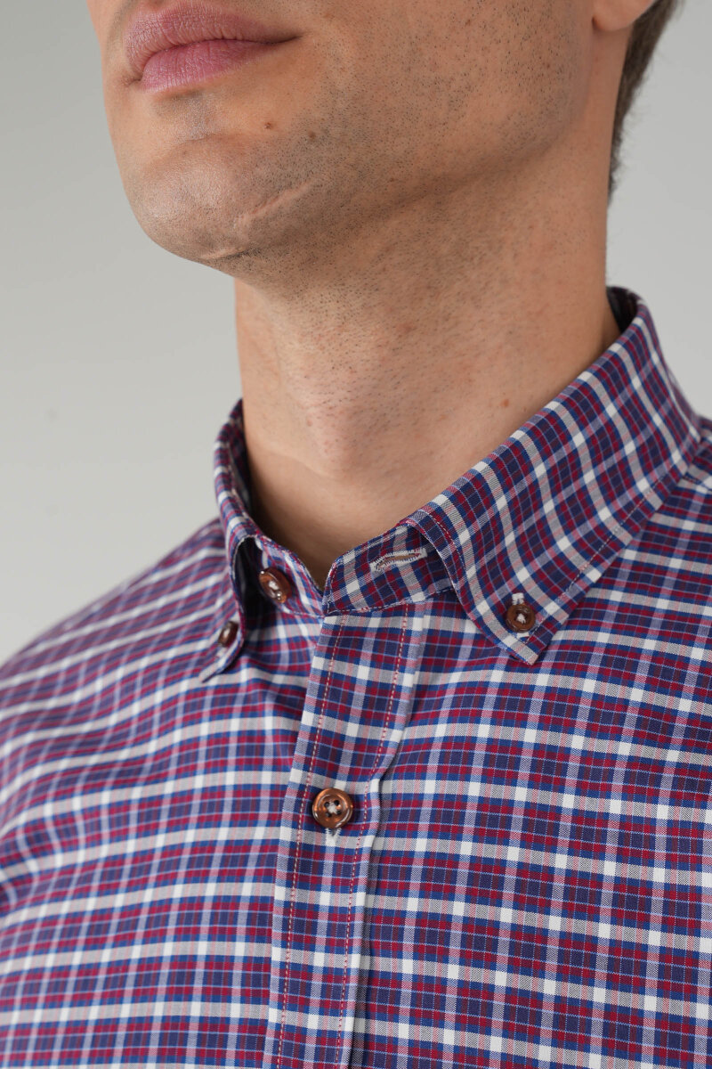 Erkek Uzun Kollu Reguar Fit Borda Kareli Gömlek - 4