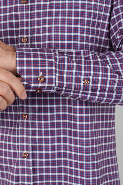 Erkek Uzun Kollu Reguar Fit Borda Kareli Gömlek - 5