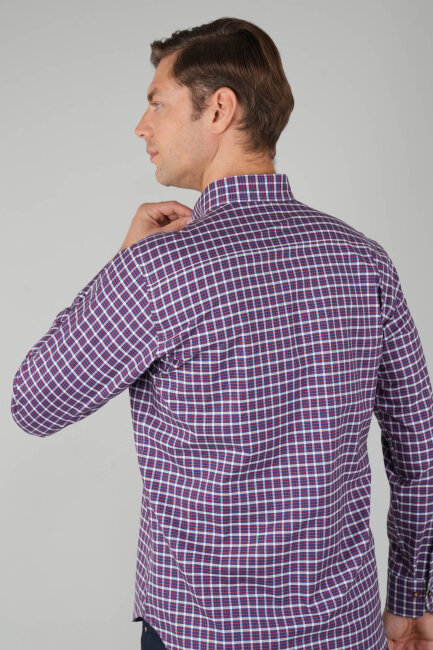 Erkek Uzun Kollu Reguar Fit Borda Kareli Gömlek - 3