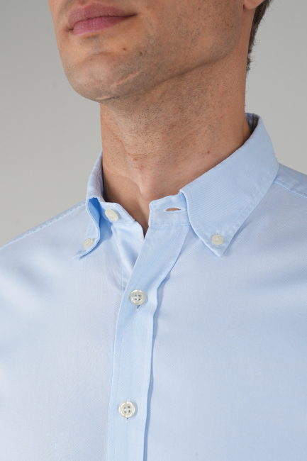 Erkek Uzun Kollu Regular Fit Açık Mavi Gömlek - 3