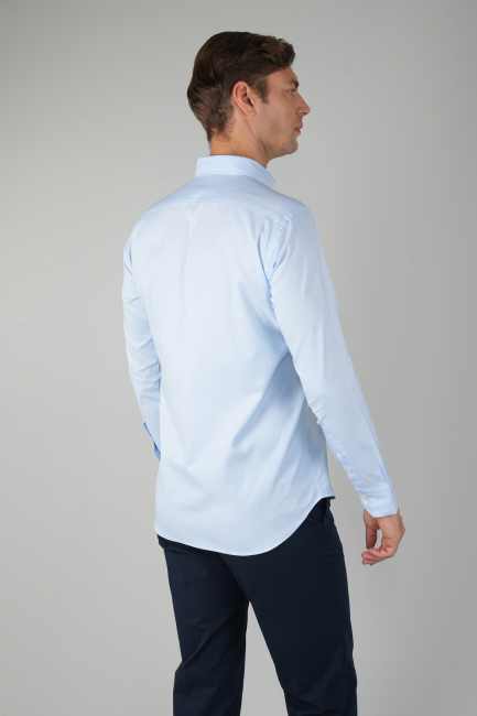 Erkek Uzun Kollu Regular Fit Açık Mavi Gömlek - 2