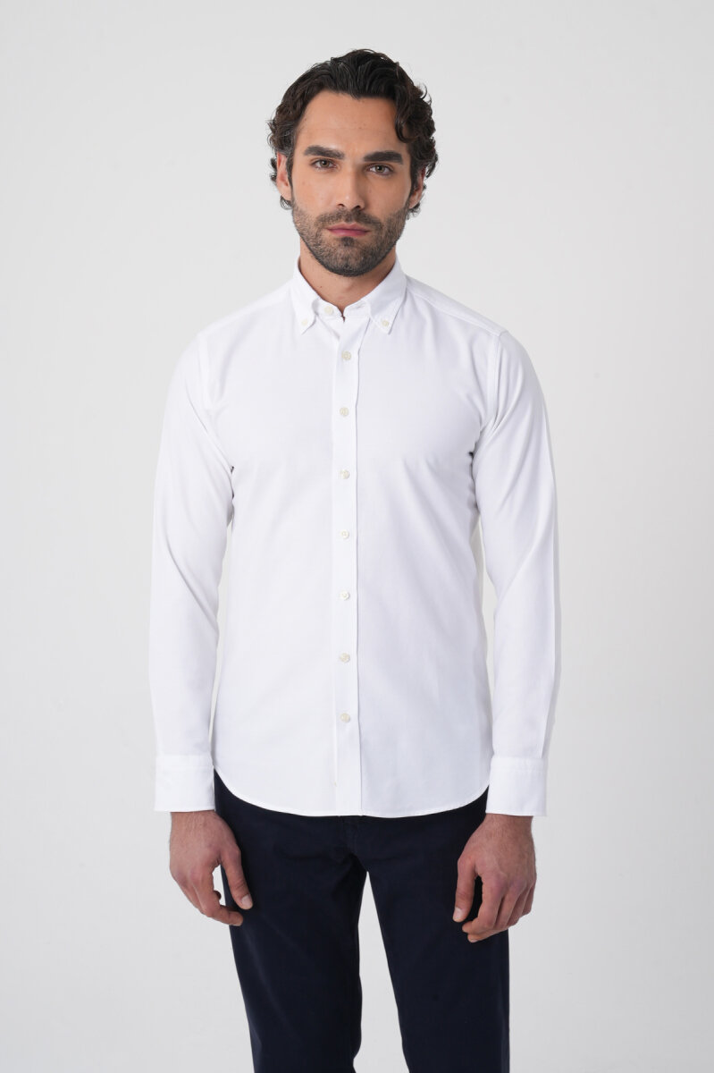 Erkek Uzun Kollu Regular Fit Beyaz Gömlek