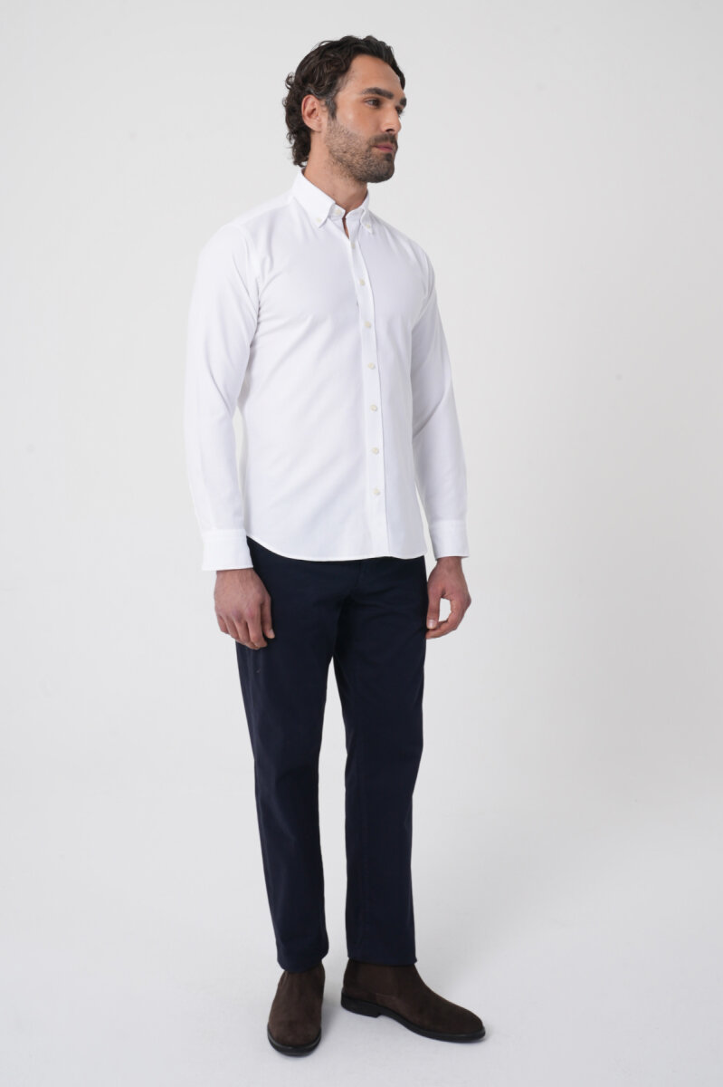 Erkek Uzun Kollu Regular Fit Beyaz Gömlek - 4