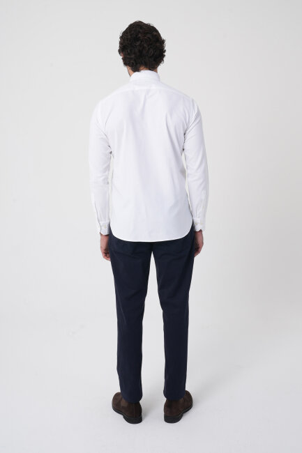 Erkek Uzun Kollu Regular Fit Beyaz Gömlek - 5